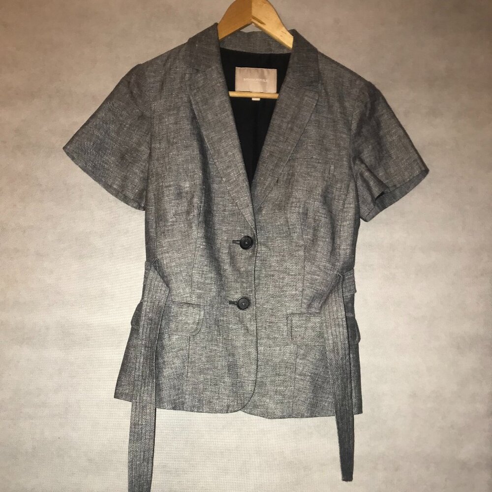Women Banana Republic Gray Belted Pant Suit Jacket Blazer